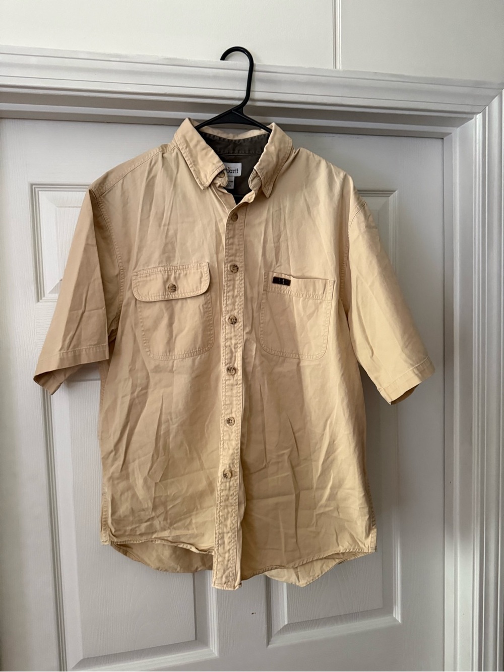 Carhartt Short-Sleeve Button-Down Shirt in Light Beige